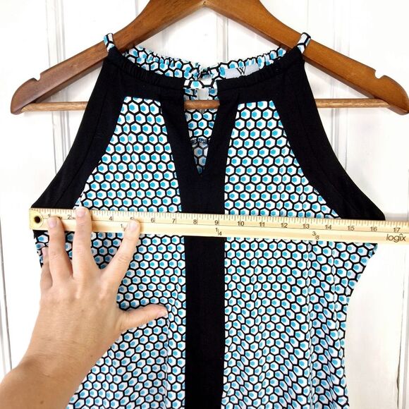 Worthington Petite Peacock Honeycomb Sleeveless Halter Blouse Tank Top Sz PS - Picture 8 of 11